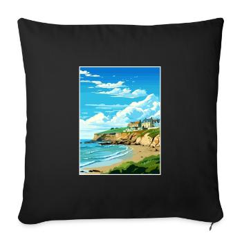 Portreath Cornwall Vintage voyage affiche Souvenir - Housse de coussin décorative 45 x 45 cm - noir - Devant