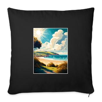 Woolacombe Angleterre Affiche de voyage vintage souvenir - Housse de coussin décorative 45 x 45 cm - noir - Devant