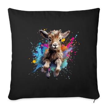 chèvre, cabris qui saute - Housse de coussin décorative 45 x 45 cm - noir - Devant