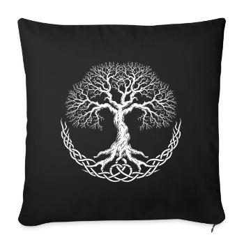 Yggdrasil arbre de vie - Housse de coussin décorative 45 x 45 cm - noir - Devant