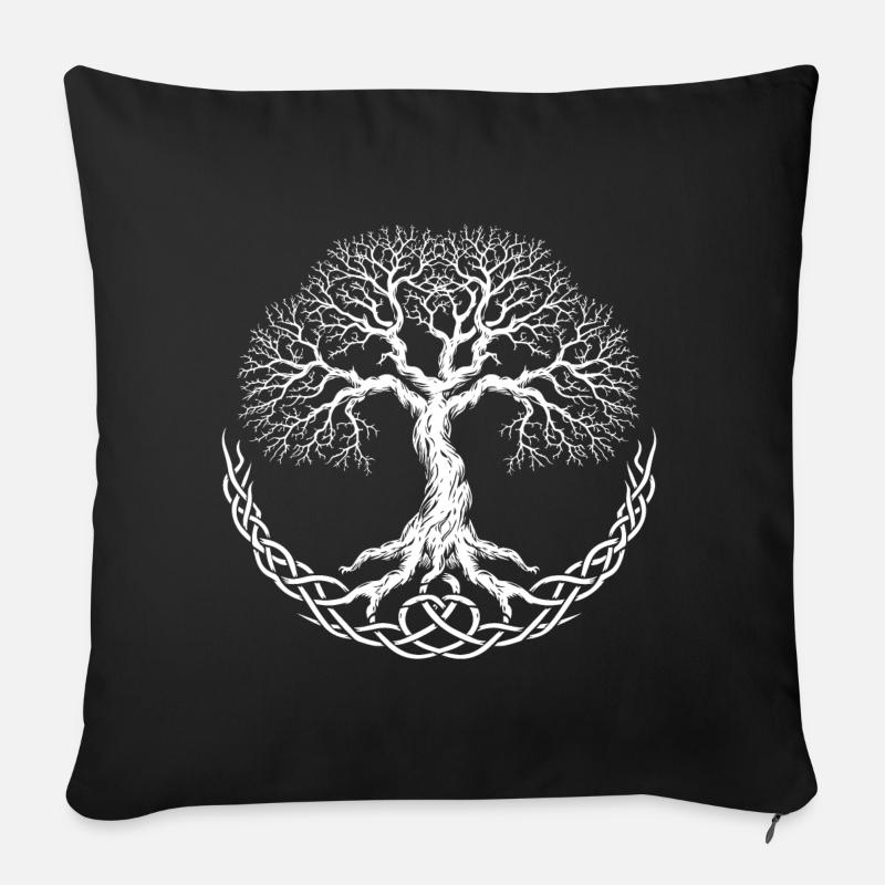 Yggdrasil, Baum des Lebens - Sofakissenbezug 45 x 45 cm - Schwarz