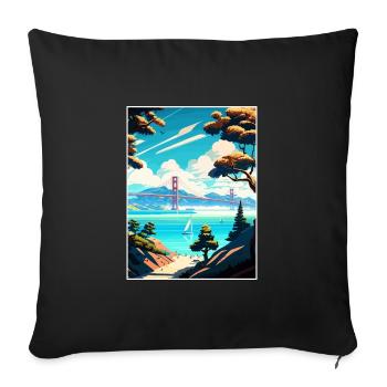 San Francisco Bay Area California Travel Poster - Sofa pillowcase 17,3'' x 17,3'' (45 x 45 cm) - black - Front