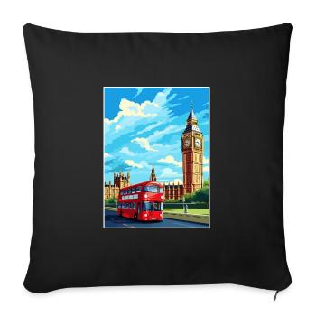 London England Vintage Travel Poster WPA Souvenir - Sofa pillowcase 17,3'' x 17,3'' (45 x 45 cm) - black - Front