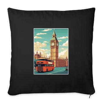 Big Ben Londres Vintage voyage affiche WPA Souvenir - Housse de coussin décorative 45 x 45 cm - noir - Devant