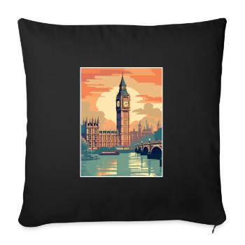London England Vintage Travel Poster WPA Souvenir - Sofa pillowcase 17,3'' x 17,3'' (45 x 45 cm) - black - Front