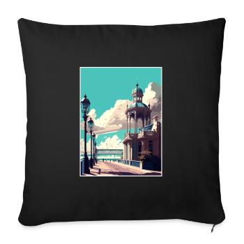 Brighton England Vintage Reiseposter Souvenir - Sofakissenbezug 45 x 45 cm - Schwarz - Vorne