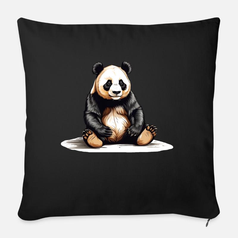 Sitting Panda Bear - Sofa pillowcase 17,3'' x 17,3'' (45 x 45 cm) - black