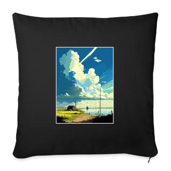 Lydd England Kent Vintage Reiseposter Souvenir - Sofakissenbezug 45 x 45 cm - Schwarz - Vorne