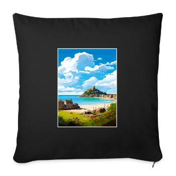Marazion Cornwall Vintage voyage affiche Souvenir - Housse de coussin décorative 45 x 45 cm - noir - Devant