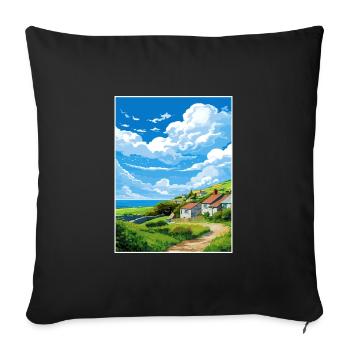 St Agnès Cornouailles Vintage voyage affiche Souvenir - Housse de coussin décorative 45 x 45 cm - noir - Devant