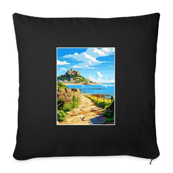 Marazion Cornwall Vintage voyage affiche Souvenir - Housse de coussin décorative 45 x 45 cm - noir - Devant