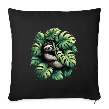 Monstera deliciosa sloth gift - Sofa pillowcase 17,3'' x 17,3'' (45 x 45 cm) - black - Front