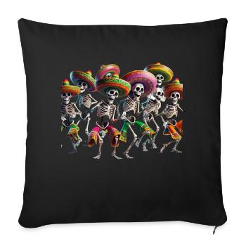 Tanz mit den Geistern in unserem Dancing Skeletons - Sofakissenbezug 45 x 45 cm - Schwarz - Vorne