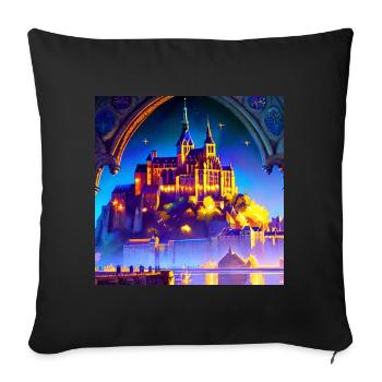 Mont Saint Michel - Château de rêve - Housse de coussin décorative 45 x 45 cm - noir - Devant