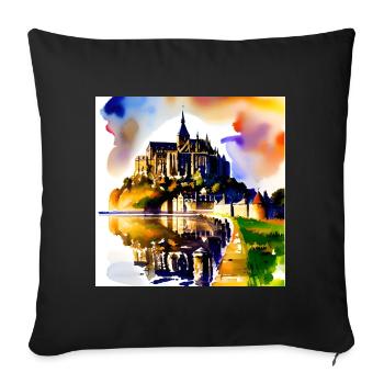 Mont Saint Michel, France - Housse de coussin décorative 45 x 45 cm - noir - Devant