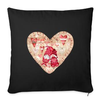 Verliebte Gartenzwerge Herz Design - Sofakissenbezug 45 x 45 cm - Schwarz - Vorne