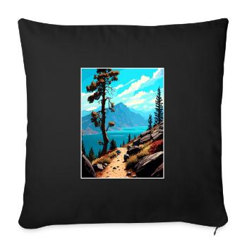 Mont Tallac Californie Vintage voyage affiche WPA - Housse de coussin décorative 45 x 45 cm - noir - Devant