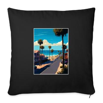 Newport Beach Californie Vintage Voyage Affiche WPA - Housse de coussin décorative 45 x 45 cm - noir - Devant