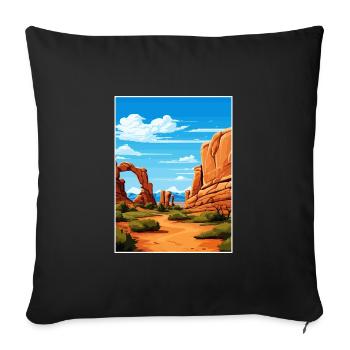 Parc national des Arches Utah Affiche de voyage Vintage - Housse de coussin décorative 45 x 45 cm - noir - Devant