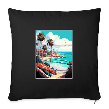 La Jolla Shore California Vintage Travel Poster - Sofa pillowcase 17,3'' x 17,3'' (45 x 45 cm) - black - Front