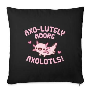 Mignon Axolotl Axo-lutely Adore Axolotls Jeu De Mots Humour - Housse de coussin décorative 45 x 45 cm - noir - Devant