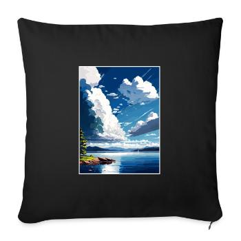 Lake Champlain New York State Travel Poster - Sofa pillowcase 17,3'' x 17,3'' (45 x 45 cm) - black - Front