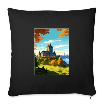 Affiche de voyage Fairmont Le Château Frontenac - Housse de coussin décorative 45 x 45 cm - noir - Devant