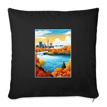 Niagara Falls New York State Vintage Travel Poster - Sofa pillowcase 17,3'' x 17,3'' (45 x 45 cm) - black - Front