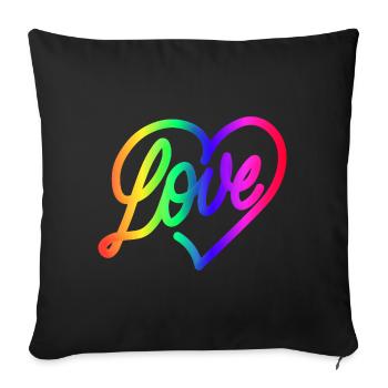 Love LOVE love Heart Rainbow - Sofa pillowcase 17,3'' x 17,3'' (45 x 45 cm) - black - Front