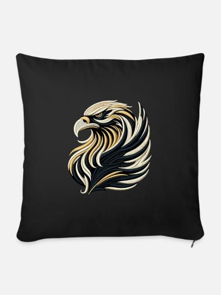 Majestätisches Adler-Stickerei-T-Shirt - Sofakissenbezug 45 x 45 cm - Schwarz