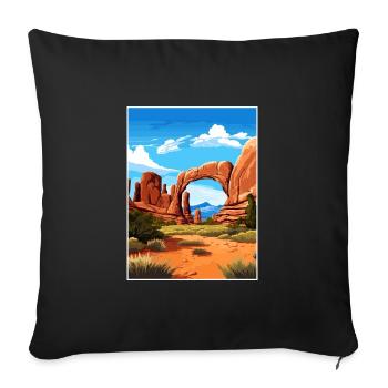 Parc national des Arches Utah Affiche de voyage Vintage - Housse de coussin décorative 45 x 45 cm - noir - Devant