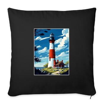 Long Island New York State Vintage Travel Poster - Sofa pillowcase 17,3'' x 17,3'' (45 x 45 cm) - black - Front