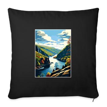 Delaware Water Gap Pennsylvania Travel Poster - Sofa pillowcase 17,3'' x 17,3'' (45 x 45 cm) - black - Front