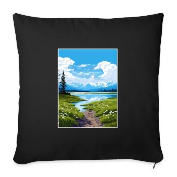 Lake Clark Nationalpark Alaska Reiseposter - Sofakissenbezug 45 x 45 cm - Schwarz - Vorne