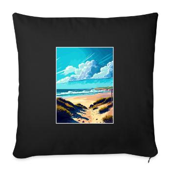 Half Moon State Beach California Travel Poster - Sofa pillowcase 17,3'' x 17,3'' (45 x 45 cm) - black - Front