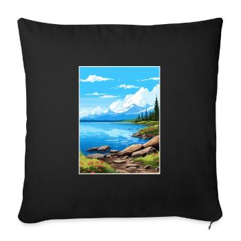 Iliamna lac Alaska Vintage voyage affiche Souvenir - Housse de coussin décorative 45 x 45 cm - noir - Devant