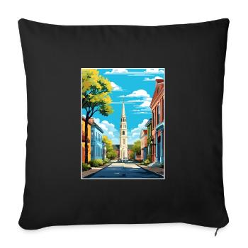 Charleston Carolina Vintage Travel Poster Souvenir - Sofa pillowcase 17,3'' x 17,3'' (45 x 45 cm) - black - Front