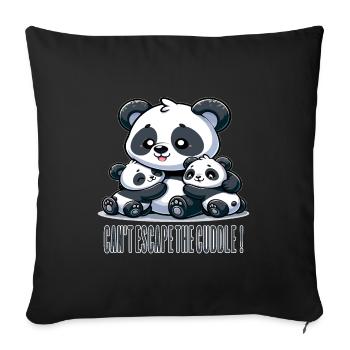 Entzückende Panda-Familienumarmung - Sofakissenbezug 45 x 45 cm - Schwarz - Vorne