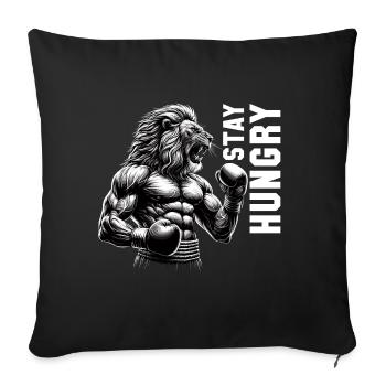 Lion Roars Stay Hungry Boxer Boxing Gift - Sofa pillowcase 17,3'' x 17,3'' (45 x 45 cm) - black - Front