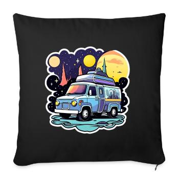 Camper Wohnmobil Campen - Sofakissenbezug 45 x 45 cm - Schwarz - Vorne