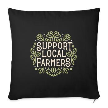 Je soutiens les agriculteurs - Housse de coussin décorative 45 x 45 cm - noir - Devant