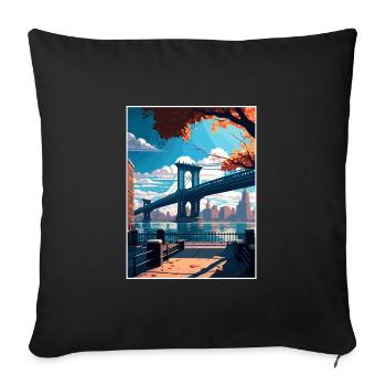 Brooklyn New York Vintage Travel Poster Souvenir - Sofa pillowcase 17,3'' x 17,3'' (45 x 45 cm) - black - Front