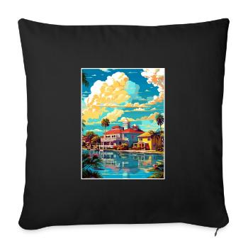 Melbourne Florida Vintage Travel Poster Souvenir - Sofa pillowcase 17,3'' x 17,3'' (45 x 45 cm) - black - Front