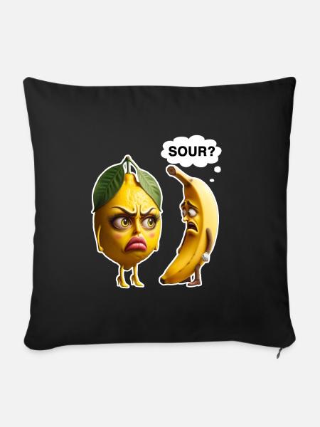 Zitrone vs Banane: Streit im Obstkorb - Sofakissenbezug 45 x 45 cm - Schwarz