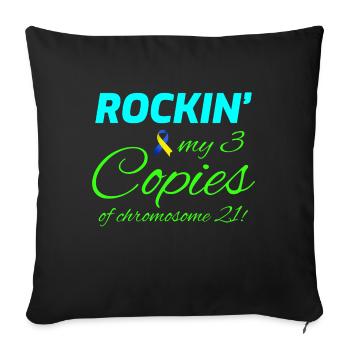Sensibilisation au syndrome de Down Rockin' Chromosome 21 - Housse de coussin décorative 45 x 45 cm - noir - Devant