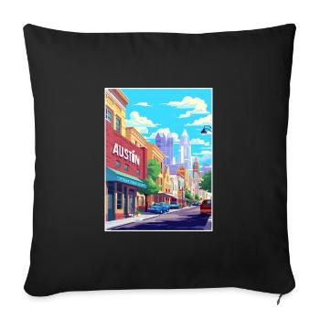 Austin Texas Vintage Voyage Poster WPA Souvenir - Housse de coussin décorative 45 x 45 cm - noir - Devant