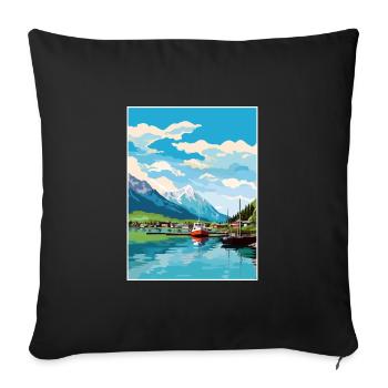 Seward Alaska Vintage voyage affiche WPA Souvenir - Housse de coussin décorative 45 x 45 cm - noir - Devant