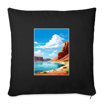 Lac Powell, Utah, Affiche de voyage vintage, souvenir - Housse de coussin décorative 45 x 45 cm - noir - Devant
