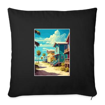 Fort Myers Floride Vintage voyage affiche Souvenir - Housse de coussin décorative 45 x 45 cm - noir - Devant