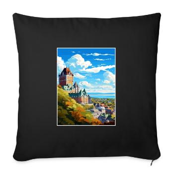 Quebec Canada Vintage Travel Poster WPA Souvenir - Sofa pillowcase 17,3'' x 17,3'' (45 x 45 cm) - black - Front